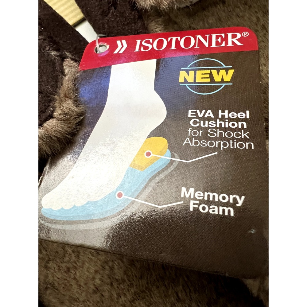 Woodlands Isotoner Buckskin Slippers Sm 5-6 Dk. Chocolate EVA Heel Cushion NEW - Picture 3 of 6